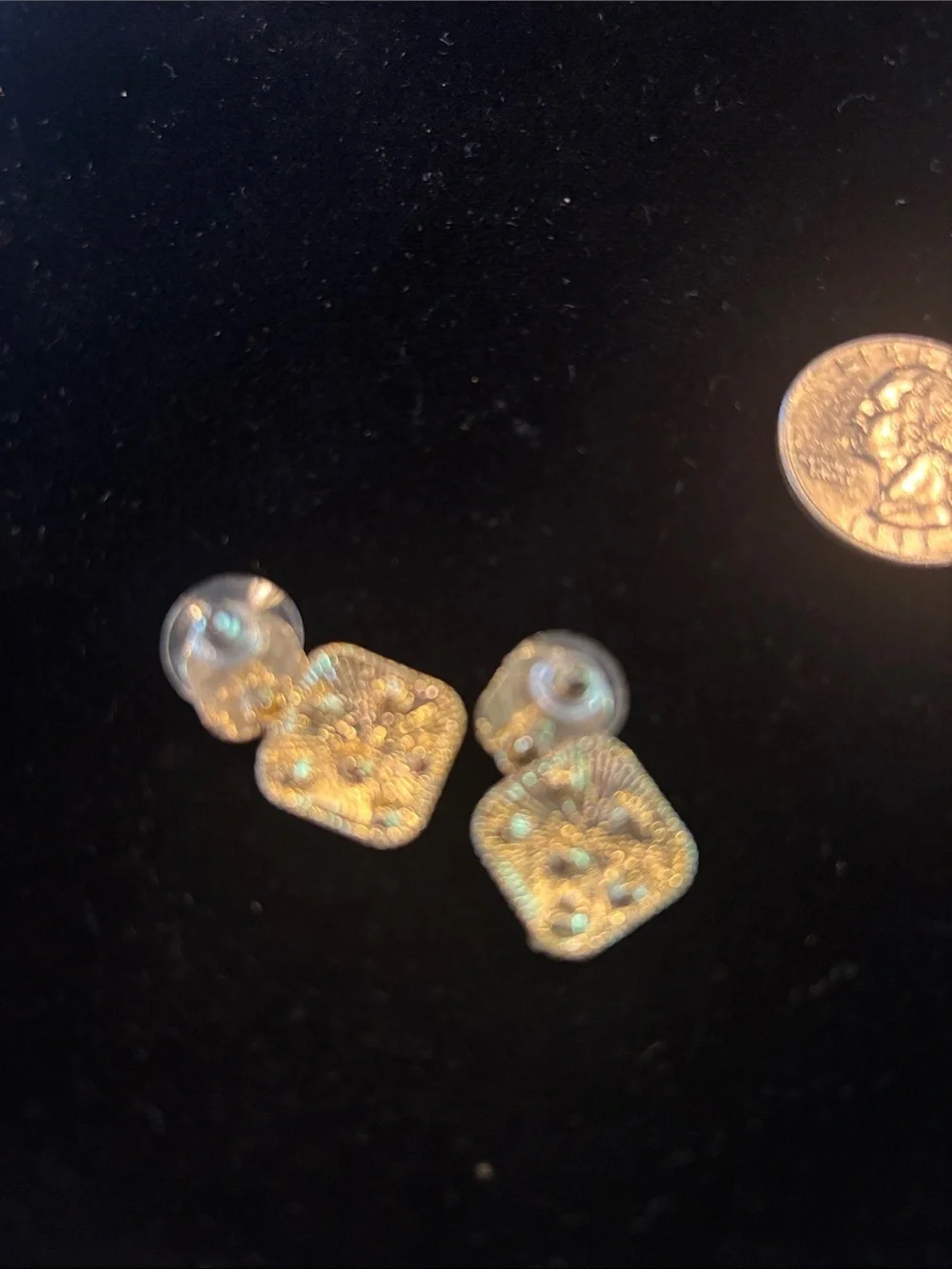 Pink Crystal Square Drop Earrings - Unbranded